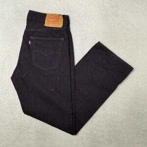 Levis 501 Jeans Mens 34x30 Black Straight Dark Wash Denim Cotton Logo Classic